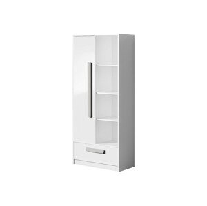 Polcos szekrény Akron J104 (Fehér + Fényes fehér + Szürke)